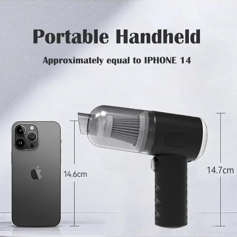 9000Pa Wireless Car Vacuum Cleaner — USB Charging, Wet & Dry, 120W
